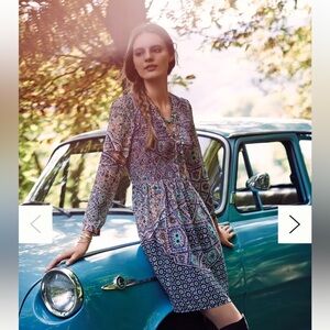 Anthropologie Maeve Tiled Amethyst Dress size small smocked